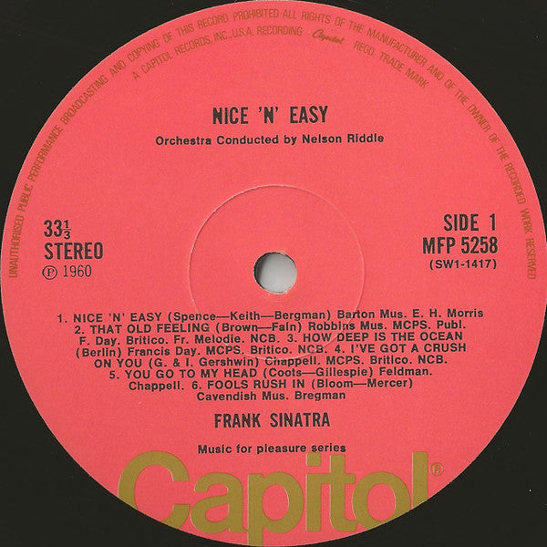 Frank Sinatra : Nice 'N' Easy (LP, Album, RE, Pea)