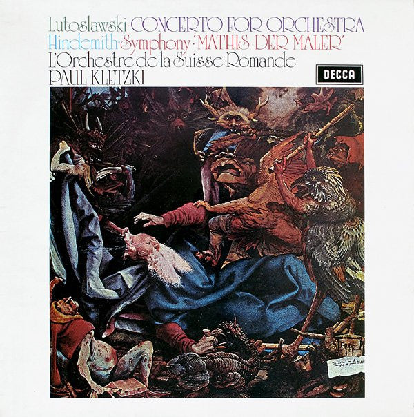 Witold Lutoslawski / Paul Hindemith, L'Orchestre De La Suisse Romande, Paul Kletzki : Concerto For Orchestra / Symphony 'Mathis Der Maler' (LP)