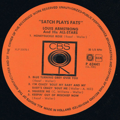 Louis Armstrong And His All-Stars : Satch Plays Fats: A Tribute To The Immortal Fats Waller By Louis Armstrong And His All-Stars (LP, Album, Mono, RE)