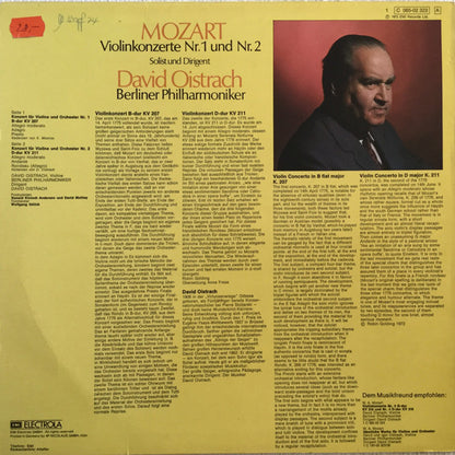 Wolfgang Amadeus Mozart - David Oistrach, Berliner Philharmoniker : Violinkonzerte Nr. 1 Und Nr. 2 (LP, Album)