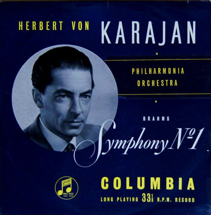 Johannes Brahms, Herbert Von Karajan, Philharmonia Orchestra : Symphony No.1 In C Minor, Op.68 (LP)