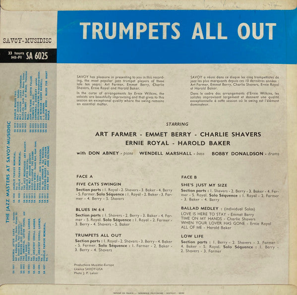 Art Farmer, Ernie Royal, Charlie Shavers, Emmett Berry, Harold Baker : Trumpets All Out (LP, Album, RE)