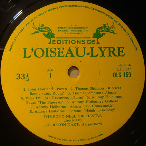 The Boyd Neel Orchestra Conducted By Thurston Dart : Dances Of Shakespeare's Time (LP)