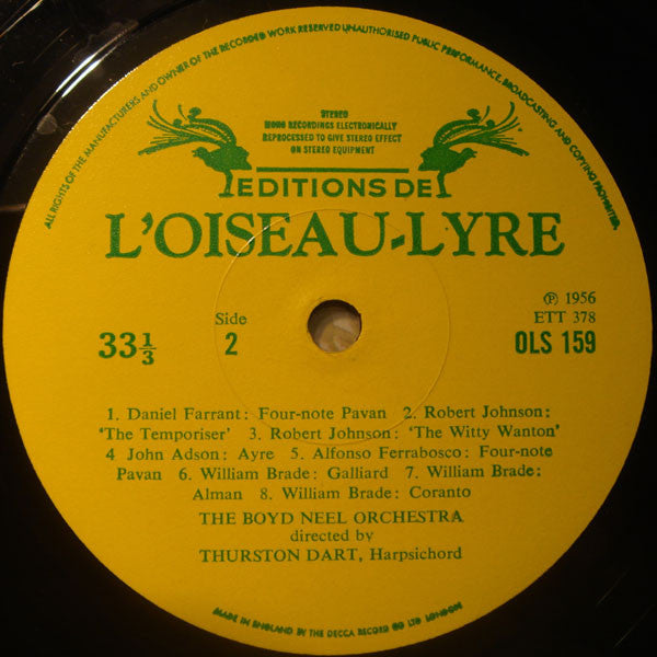 The Boyd Neel Orchestra Conducted By Thurston Dart : Dances Of Shakespeare's Time (LP)