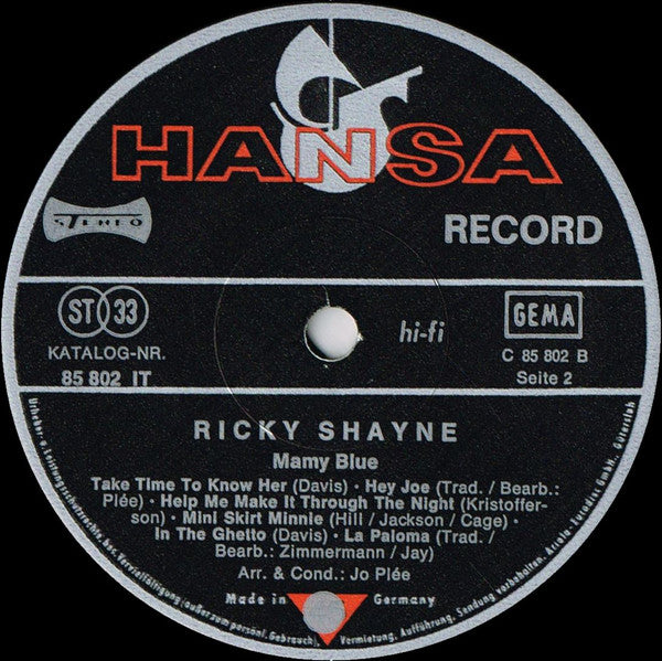 Ricky Shayne : Mamy Blue (LP, Album)