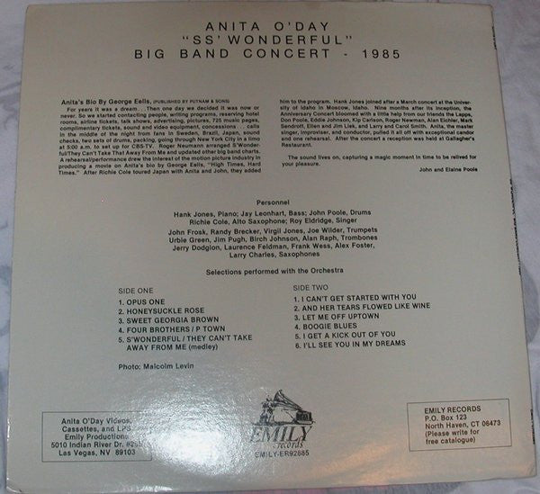 Anita O'Day : SS' Wonderful Big Band Concert 1985 (LP)