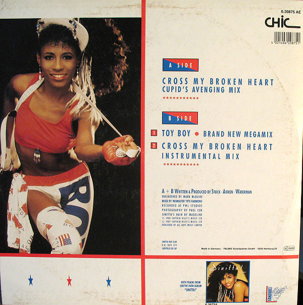 Sinitta : Cross My Broken Heart (Cupid's Avenging Mix) (12", EP)