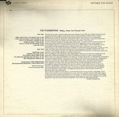 The Foundations : Baby, Now That I've Found You (LP, Album)