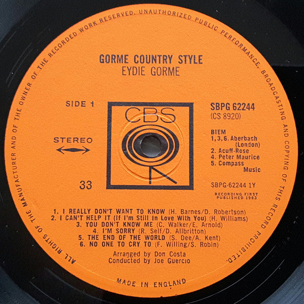 Eydie Gormé : Gorme Country Style (LP, Album)