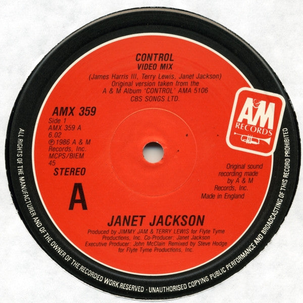 Janet Jackson : Control (The All New Out Of Control Video Mix) (12", Single)