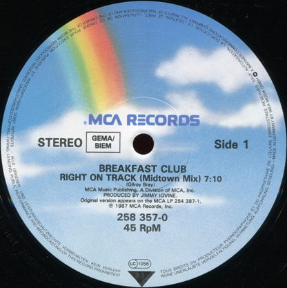 Breakfast Club : Right On Track (12", Single)