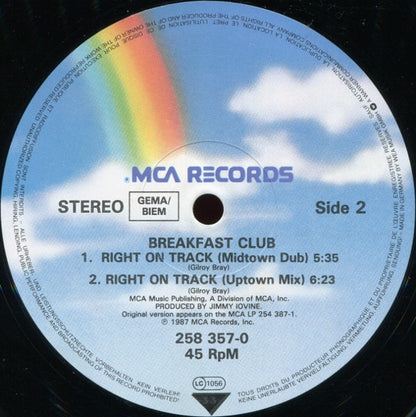 Breakfast Club : Right On Track (12", Single)