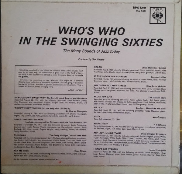 Various : Who's Who In The Swinging Sixties (LP, Comp, Mono)