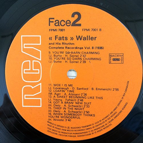 Fats Waller & His Rhythm : (1935) Volume 8 (LP, Comp, RE)