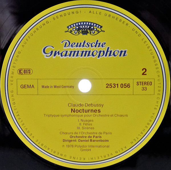 Claude Debussy, Orchestre De Paris • Daniel Barenboim : La Mer / Nocturnes (LP)