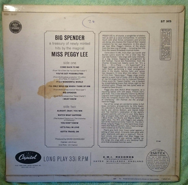 Peggy Lee : Big Spender (LP, Album)