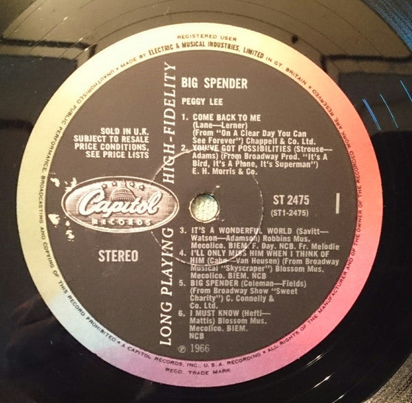 Peggy Lee : Big Spender (LP, Album)