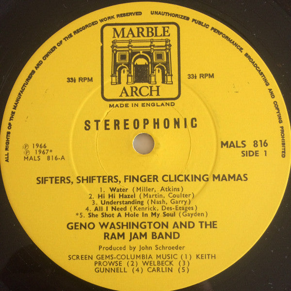 Geno Washington & The Ram Jam Band : Sifters, Shifters, Finger Clicking Mamas (LP, Comp)