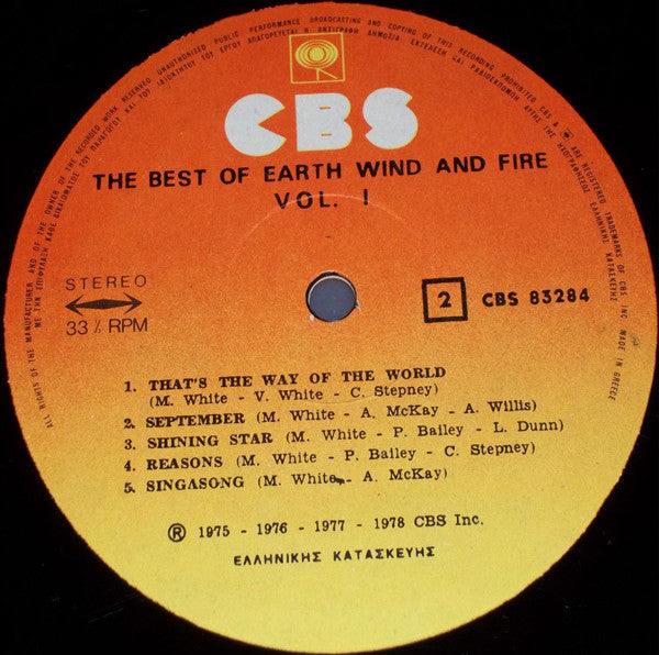 Earth, Wind & Fire : The Best Of Earth Wind & Fire Vol. I (LP, Comp)