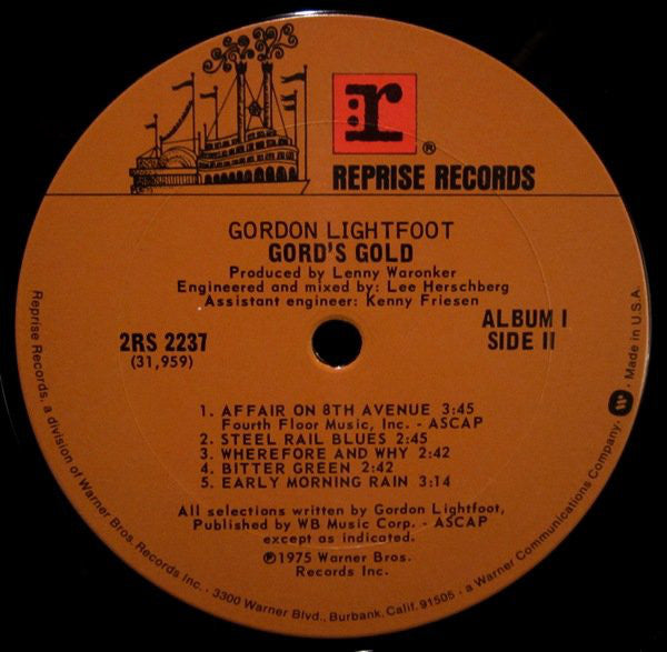 Gordon Lightfoot : Gord's Gold (2xLP, Comp, Pit)