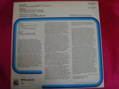 Franz Schubert, Johannes Brahms, Carlo Maria Giulini, Philharmonia Orchestra : «Unfinished» Symphony / Variations On A Theme By Haydn (LP, Album)