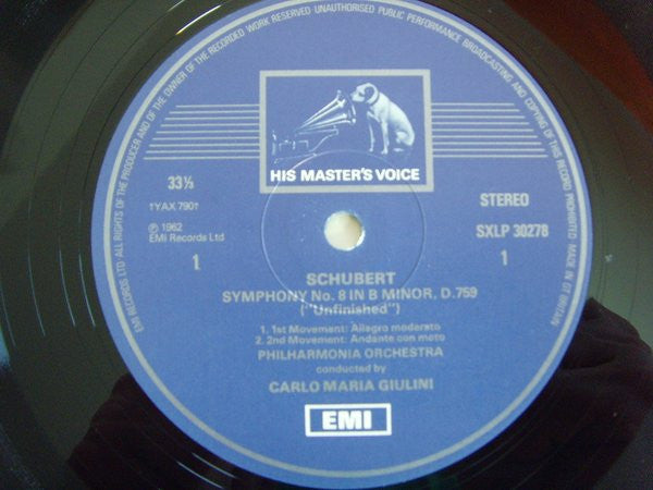 Franz Schubert, Johannes Brahms, Carlo Maria Giulini, Philharmonia Orchestra : «Unfinished» Symphony / Variations On A Theme By Haydn (LP, Album)