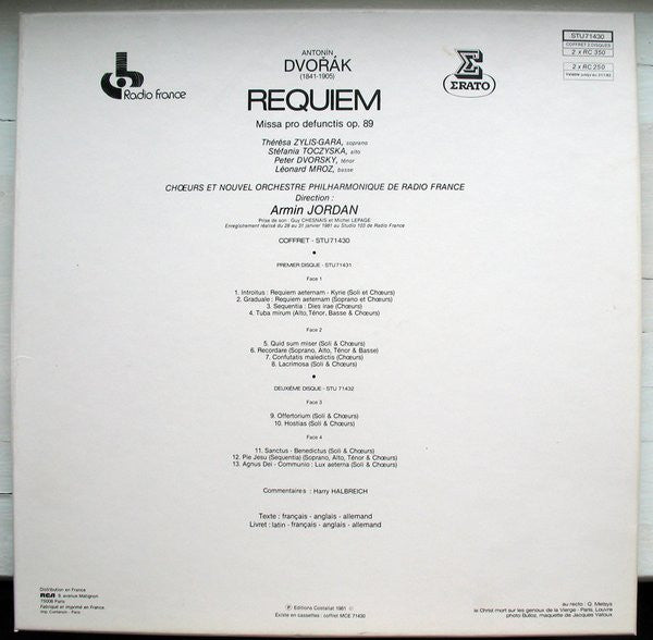 Antonín Dvořák, Armin Jordan : Requiem : Missa Pro Defunctis, Op. 89 (2xLP, Box)