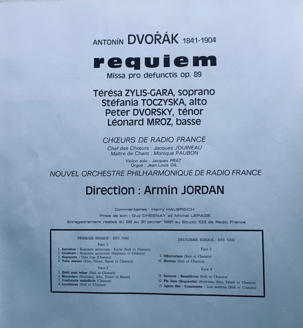 Antonín Dvořák, Armin Jordan : Requiem : Missa Pro Defunctis, Op. 89 (2xLP, Box)