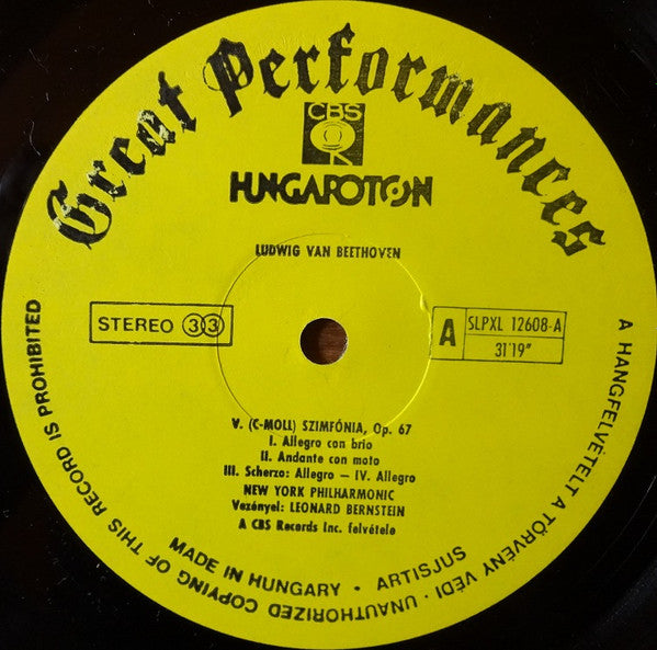 Ludwig van Beethoven, Franz Schubert, Leonard Bernstein, New York Philharmonic : V. Szimfonia / VIII. Szimfonia "Befejezetlen" (LP, Comp, RE)