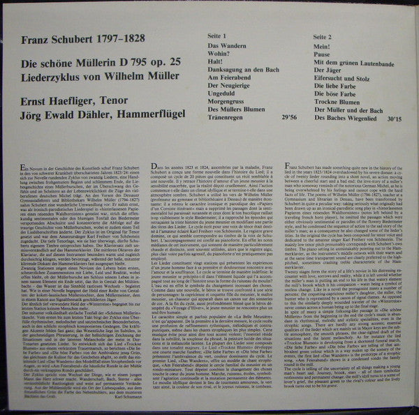 Franz Schubert / Ernst Haefliger, Jörg Ewald Dähler : Die Schöne Müllerin (LP, Album, Gat)