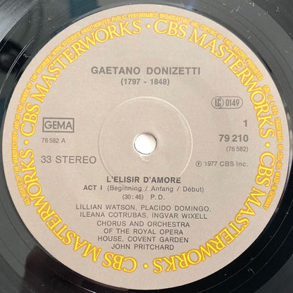 Gaetano Donizetti - Ileana Cotrubas, Placido Domingo, Geraint Evans, Ingvar Wixell, Orchestra Of The Royal Opera House, Covent Garden & Chorus Of The Royal Opera House, Covent Garden, John Pritchard : L'Elisir d'Amore (2xLP, Album + Box)