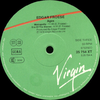 Edgar Froese : Ages (2xLP, Album, RP)