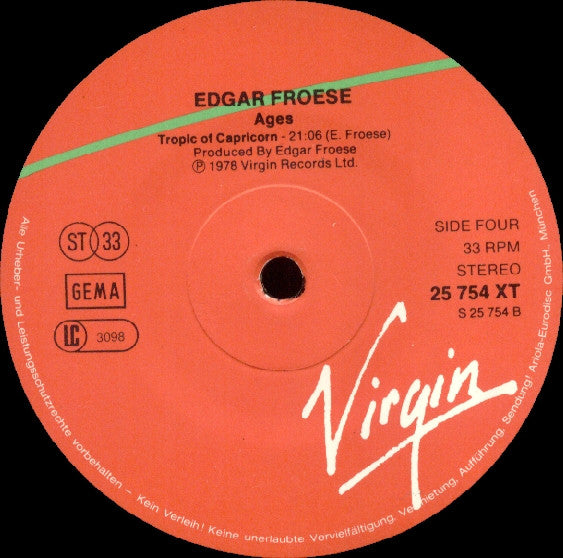 Edgar Froese : Ages (2xLP, Album, RP)