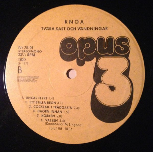 Knoa : Tvära Kast Och Vändningar (LP, Album)