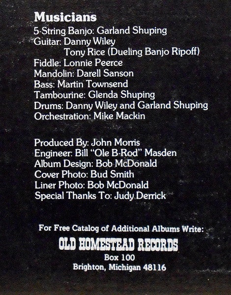 Garland Shuping With The Bluegrass Alliance : Garland Shuping On Banjo (LP, Album)