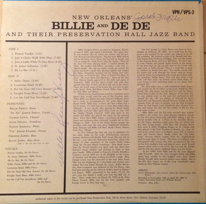Billie & De De Pierce And Their Preservation Hall Jazz Band : New Orleans' Billie & De De And Their Preservation Hall Jazz Band (LP, Mono)