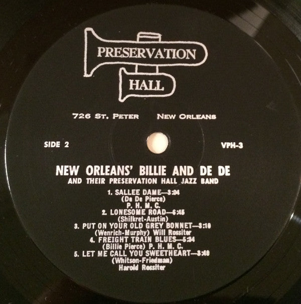 Billie & De De Pierce And Their Preservation Hall Jazz Band : New Orleans' Billie & De De And Their Preservation Hall Jazz Band (LP, Mono)