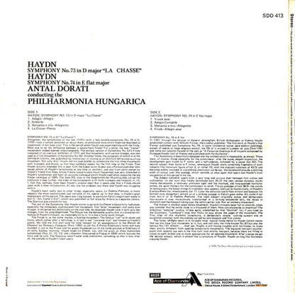 Joseph Haydn, Philharmonia Hungarica, Antal Dorati : Symphony No. 73 "La Chasse" / Symphony No. 74 (LP)