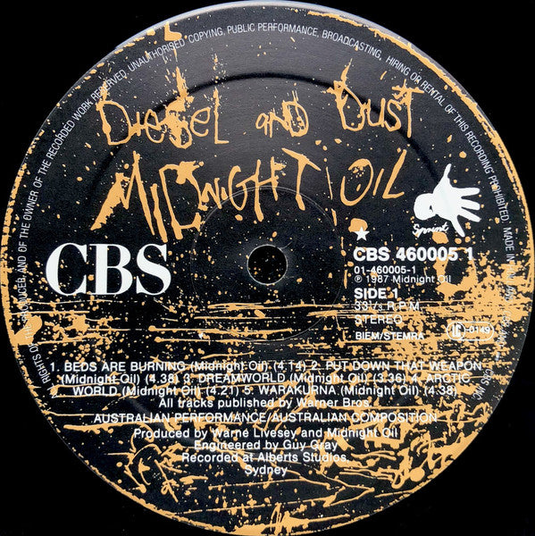 Midnight Oil : Diesel And Dust (LP, Album, Gat)