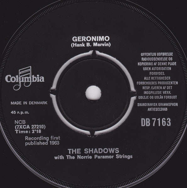 The Shadows : Geronimo (7", Single)