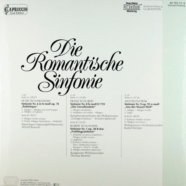 Pyotr Ilyich Tchaikovsky, Franz Schubert, Robert Schumann, Antonín Dvořák - Sir John Barbirolli, Witold Rowicki, Tamas Breitner, Rudolf Kempe : Die Romantische Sinfonie (3xLP + Box, Comp, Club)