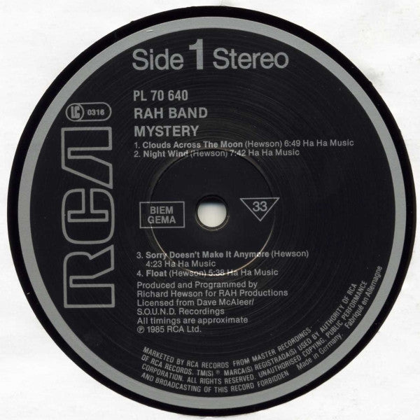 RAH Band : Mystery (LP, Album)