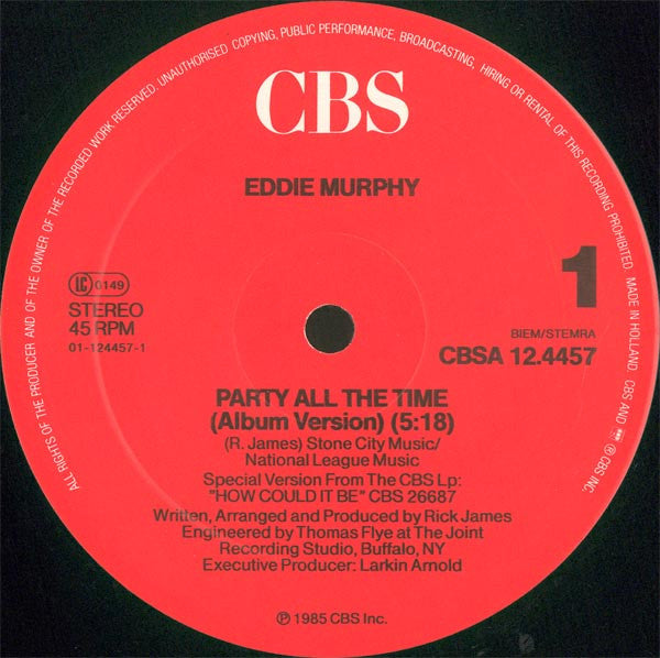 Eddie Murphy : Party All The Time (Album Version) (12", Maxi)