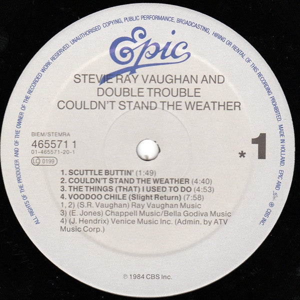 Stevie Ray Vaughan & Double Trouble : Couldn't Stand The Weather (LP, Album, RE)