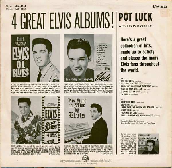 Elvis Presley : Pot Luck (LP, Album, Mono)