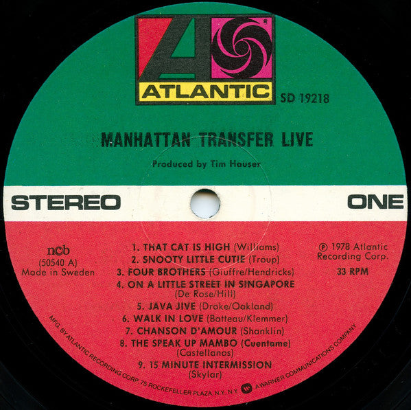 The Manhattan Transfer : Live (LP, Album)