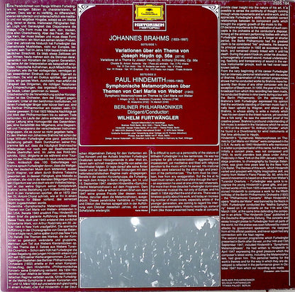 Johannes Brahms / Paul Hindemith – Wilhelm Furtwängler, Berliner Philharmoniker : Haydn-Variationen / Metamorphosen [Weber] (LP, Mono)