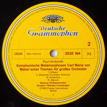 Johannes Brahms / Paul Hindemith – Wilhelm Furtwängler, Berliner Philharmoniker : Haydn-Variationen / Metamorphosen [Weber] (LP, Mono)