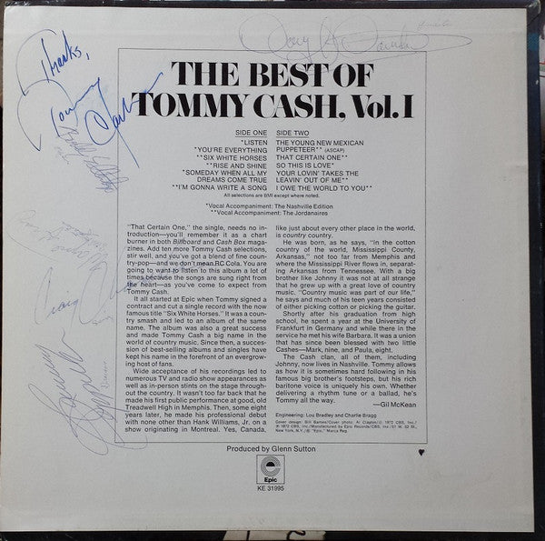 Tommy Cash : The Best Of Tommy Cash, Volume 1 (LP, Comp)