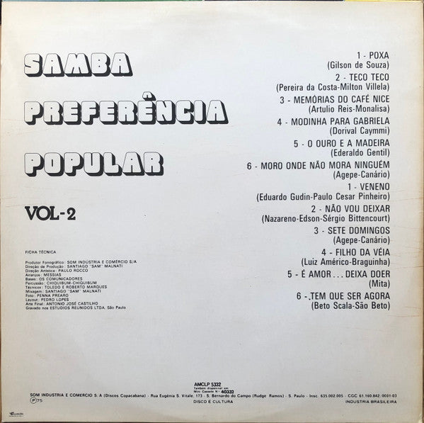 Os Maneiros : Samba Preferência Popular Vol. 2  (LP, Album)